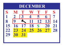 District School Academic Calendar for Hargill Elementary for December 2024