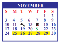 District School Academic Calendar for Hargill Elementary for November 2024