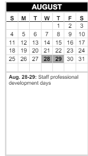District School Academic Calendar for Cedar Way Elementary for August 2024