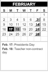 District School Academic Calendar for Cedar Way Elementary for February 2025