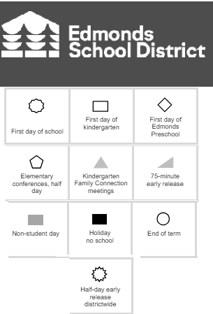 District School Academic Calendar Legend for Cedar Way Elementary