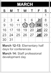 District School Academic Calendar for Cedar Way Elementary for March 2025