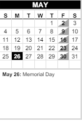 District School Academic Calendar for Cedar Way Elementary for May 2025