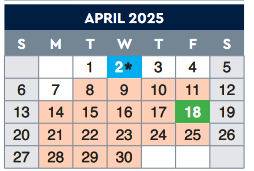District School Academic Calendar for E-2 Central NE El Don't Use for April 2025
