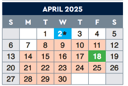 District School Academic Calendar for Silva Health Magnet for April 2025