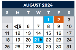 District School Academic Calendar for Andress High School for August 2024