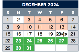 District School Academic Calendar for Hillside Elementary for December 2024