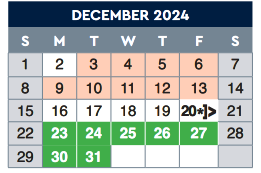 District School Academic Calendar for Bowie High School for December 2024