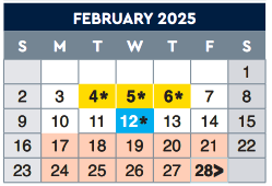 District School Academic Calendar for E-2 Central NE El Don't Use for February 2025