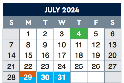 District School Academic Calendar for Hart Elementary for July 2024