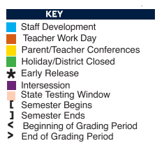 District School Academic Calendar Legend for E-2 Central NE El Don't Use