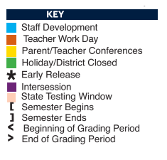 District School Academic Calendar Legend for Barron Elementary