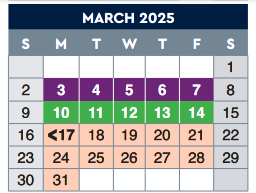 District School Academic Calendar for School-age Parent Ctr for March 2025