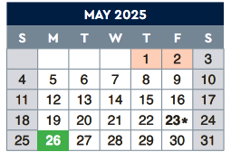 District School Academic Calendar for Guerrero Elementary for May 2025