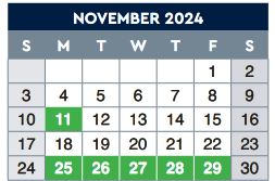 District School Academic Calendar for Bassett Middle for November 2024