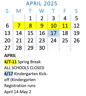 District School Academic Calendar for Osolo Elementary School for April 2025