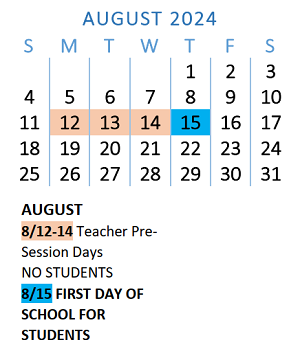 District School Academic Calendar for Osolo Elementary School for August 2024