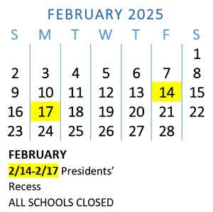 District School Academic Calendar for Osolo Elementary School for February 2025