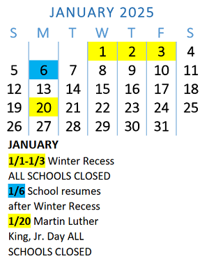 District School Academic Calendar for Osolo Elementary School for January 2025