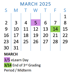 District School Academic Calendar for Osolo Elementary School for March 2025