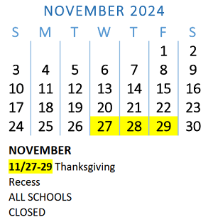 District School Academic Calendar for Osolo Elementary School for November 2024