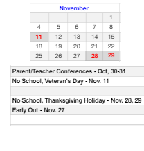 District School Academic Calendar for Ruby Valley Elementary School for November 2024