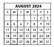 District School Academic Calendar for Elmira Alternative High School for August 2024