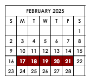 District School Academic Calendar for Elmira Alternative High School for February 2025