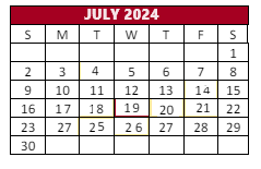 District School Academic Calendar for Elmira Alternative High School for July 2024