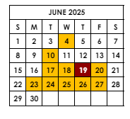 District School Academic Calendar for Elmira Alternative High School for June 2025