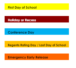 District School Academic Calendar Legend for Elmira Alternative High School