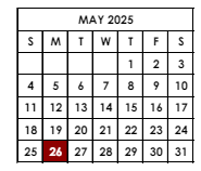 District School Academic Calendar for Elmira Alternative High School for May 2025