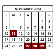 District School Academic Calendar for Elmira Alternative High School for November 2024