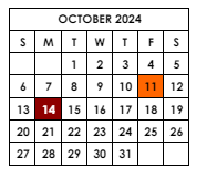 District School Academic Calendar for Elmira Alternative High School for October 2024