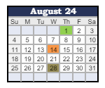 District School Academic Calendar for Elwood Community Middle Sch for August 2024