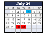 District School Academic Calendar for Elwood Community Middle Sch for July 2024