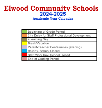 District School Academic Calendar Legend for Elwood Community Middle Sch