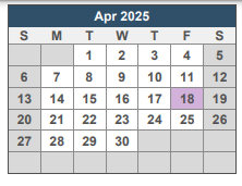 District School Academic Calendar for C. A. Weis Elementary School for April 2025