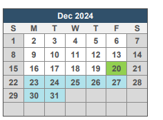 District School Academic Calendar for C. A. Weis Elementary School for December 2024
