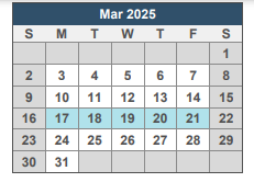 District School Academic Calendar for C. A. Weis Elementary School for March 2025