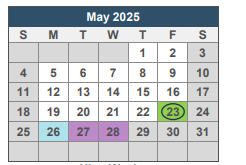District School Academic Calendar for C. A. Weis Elementary School for May 2025