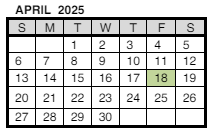 District School Academic Calendar for North High School for April 2025