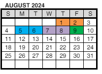 District School Academic Calendar for Delaware Elementary School for August 2024