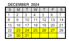 District School Academic Calendar for Stockwell Elementary School for December 2024