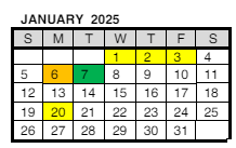 District School Academic Calendar for Delaware Elementary School for January 2025