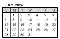 District School Academic Calendar for Evs Juvenile Correctional Fac for July 2024