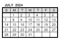 District School Academic Calendar for Thompkins Middle School for July 2024