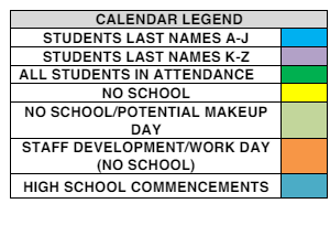 District School Academic Calendar Legend for Stockwell Elementary School