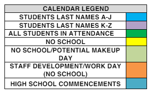 District School Academic Calendar Legend for Thompkins Middle School