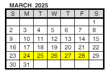 District School Academic Calendar for Central High School for March 2025